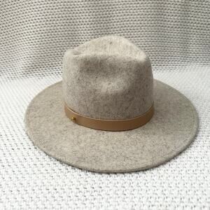 Lack of Color The Mack Fedora Stone Wash Speckle Grey Beige Wool Hat 55CM Small